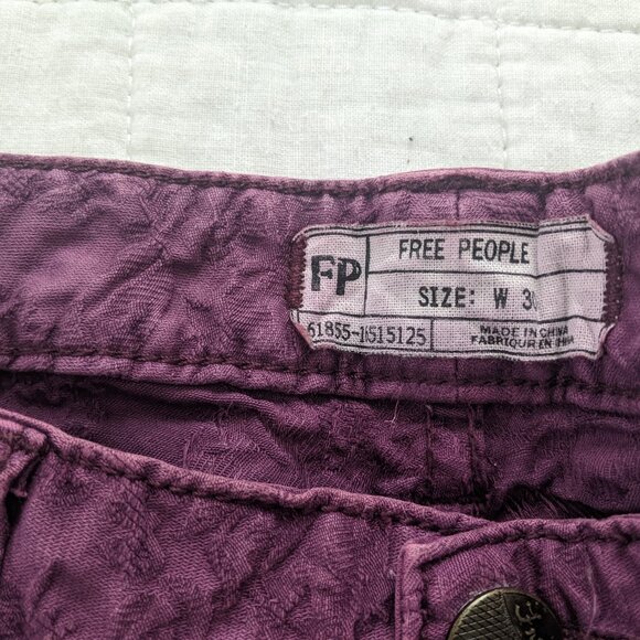 Free People Magenta Purple Textured Skinny Jeans - Picture 2 of 3